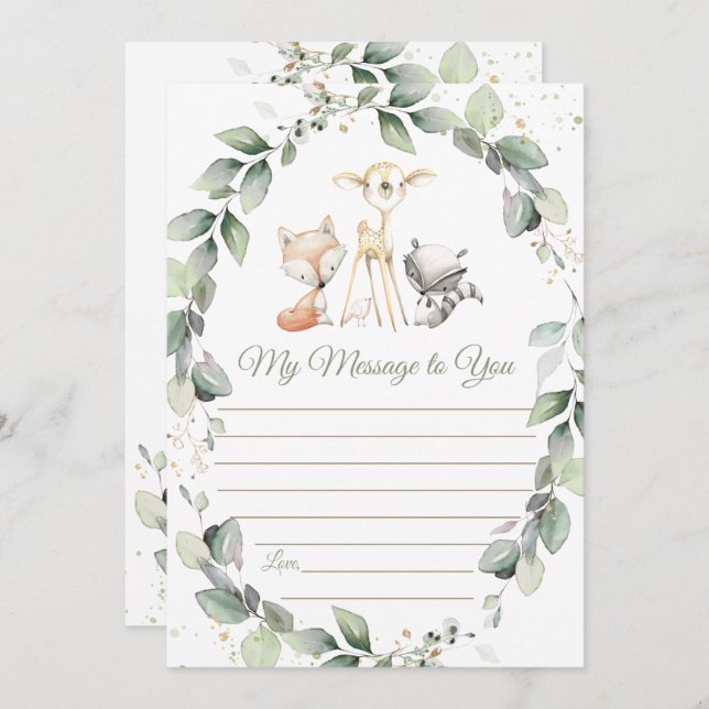 Woodland Animal Greenery Time Capsule Message Card (Front/Back)