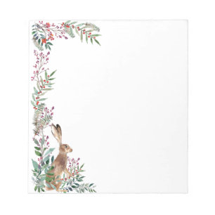 Woodland animal, hare, foliage, red berry notepad