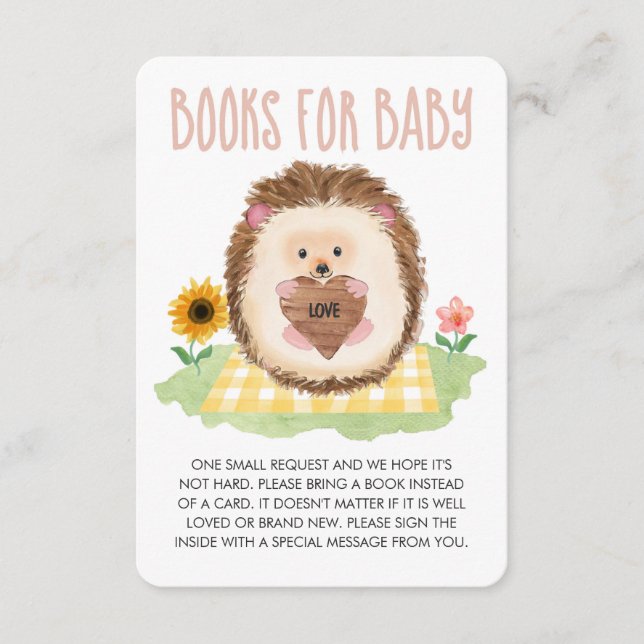 Woodland Animal Hedgehog Picnic Books for Baby Enc Enclosure Card (Front)
