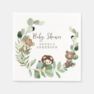 Woodland Animal Kingdom Baby Shower Cocktail Napkin
