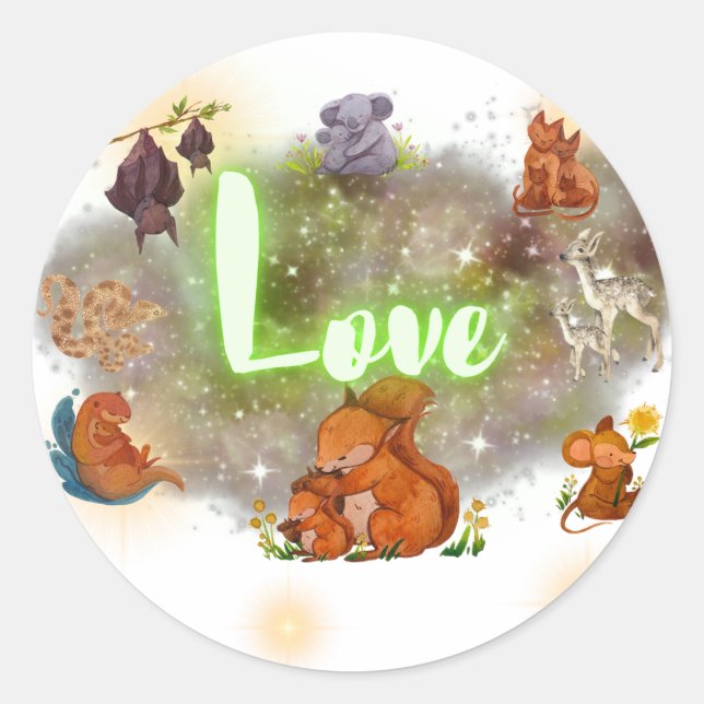 Woodland Animal Love Sticker (Front)