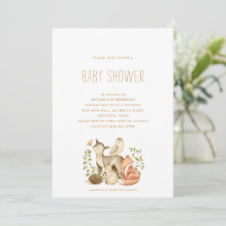 WOODLAND ANIMAL MODERN MINIMAL BABY SHOWER | INVITATION