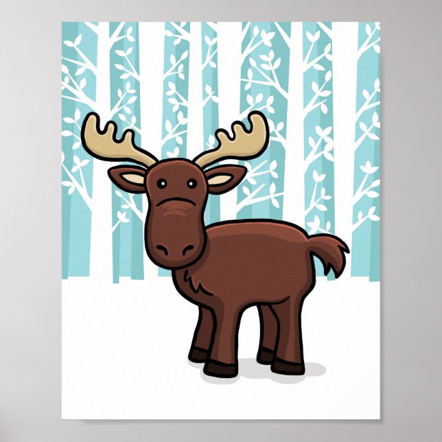 Woodland Animal Moose Poster (Front)