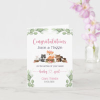 Woodland Animal New Baby Girl Congratulations