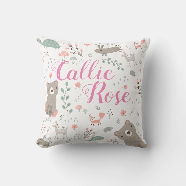 Woodland Animal Nursery Baby Pillow (Front)