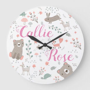 Woodland Animal Nursery Clock