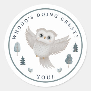 Woodland Animal Owl Teacher Reward Motivational Classic Round Sticker