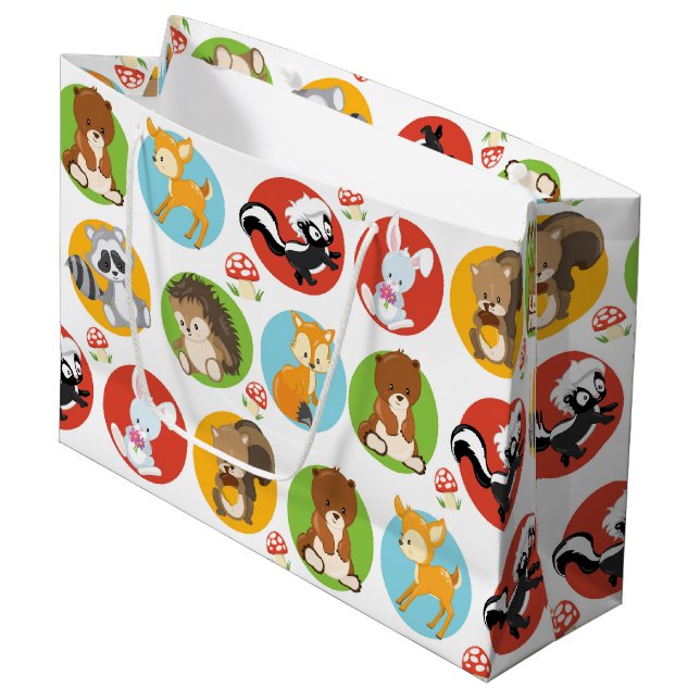 Woodland Animal party large gift bag (Front Angled)