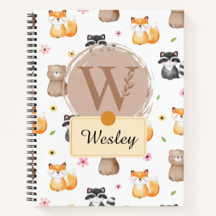 Woodland Animal Personalized - Named with Letter W Notebook