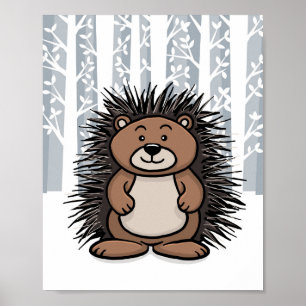 Woodland Animal Porcupine Poster