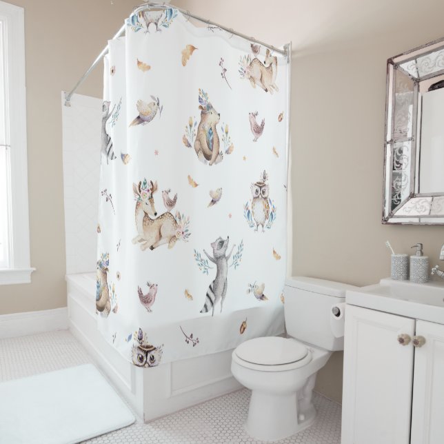 Woodland Animal Shower Curtain (In Situ)