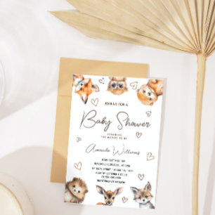 Woodland Animal Theme Baby Shower Invitation
