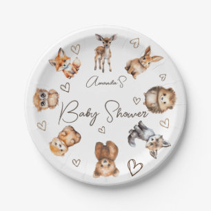 Woodland Animal Theme Baby Shower Paper Plate