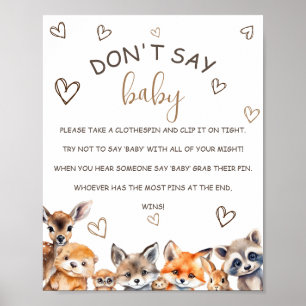Woodland Animal Theme Don't Say Baby Game Poster