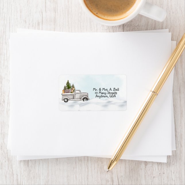 Woodland Animal Vintage Truck Label (Insitu)