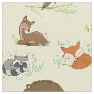 Woodland Animal Watercolor Baby Nursery Fabric