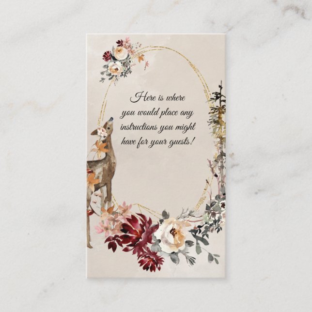 Woodland Animal Watercolor Floral Enclosure Card (Front)