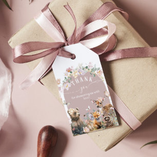 Woodland animal watercolor floral girl Baby Shower Gift Tags