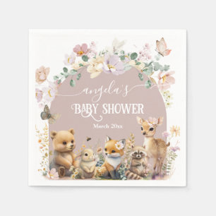 Woodland animal wildflower Girl Baby Shower Napkin