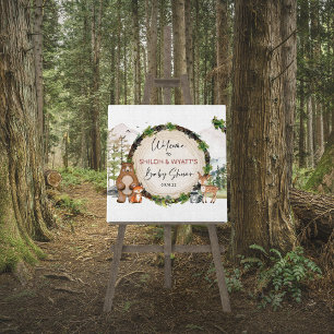 Woodland Animal Wood Slice Welcome Sign Poster