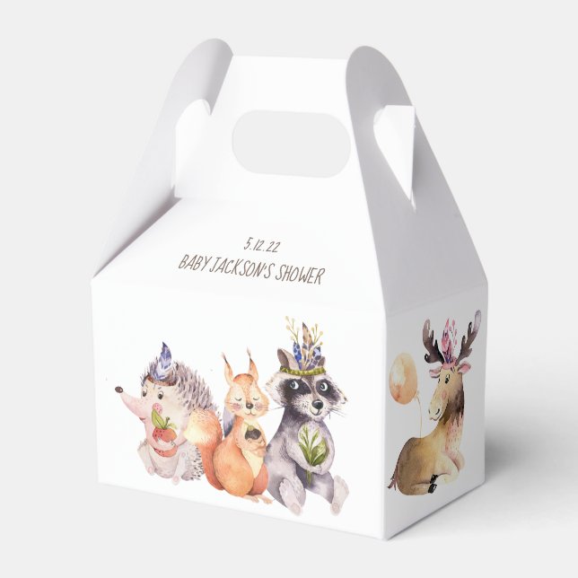 Woodland Animals 10 pk Party Favour Gable Box (Front Side)