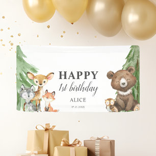 Woodland Animals 1st Birthday Banner