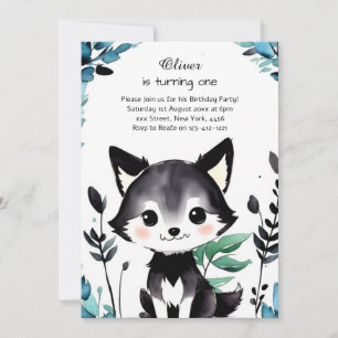 Woodland Animals 1st Birthday Invitation