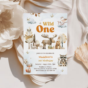 Woodland Animals 1st Birthday Party Invitation