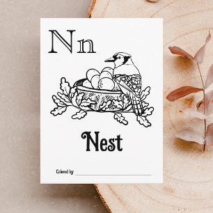 Woodland Animals ABC Colouring Baby Shower Activit Postcard