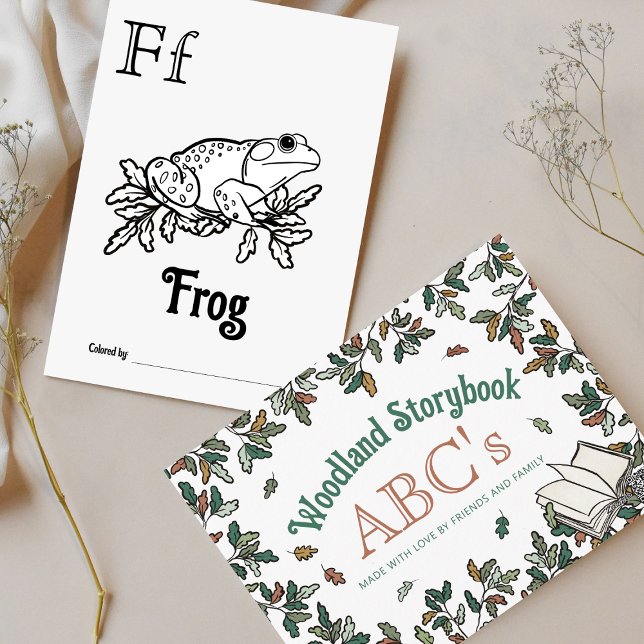 Woodland Animals ABC Colouring Baby Shower Activit Postcard (Other letters available in Woodland Storybook Baby Shower Collection)