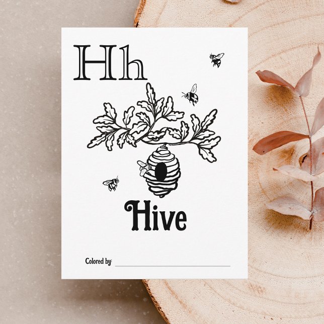 Woodland Animals ABC Colouring Baby Shower Activit Postcard (Letter H - Color Your Own Baby's First ABC's Keepsake Cards)