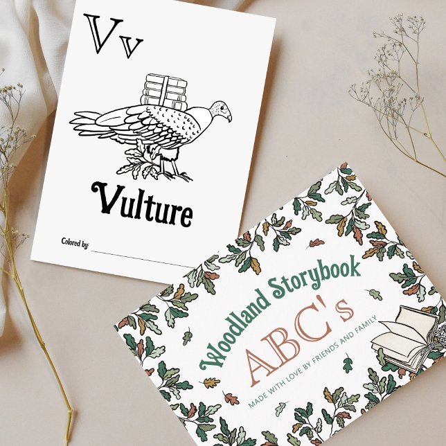 Woodland Animals ABC Colouring Baby Shower Activit Postcard (Other letters available in Woodland Storybook Baby Shower Collection)