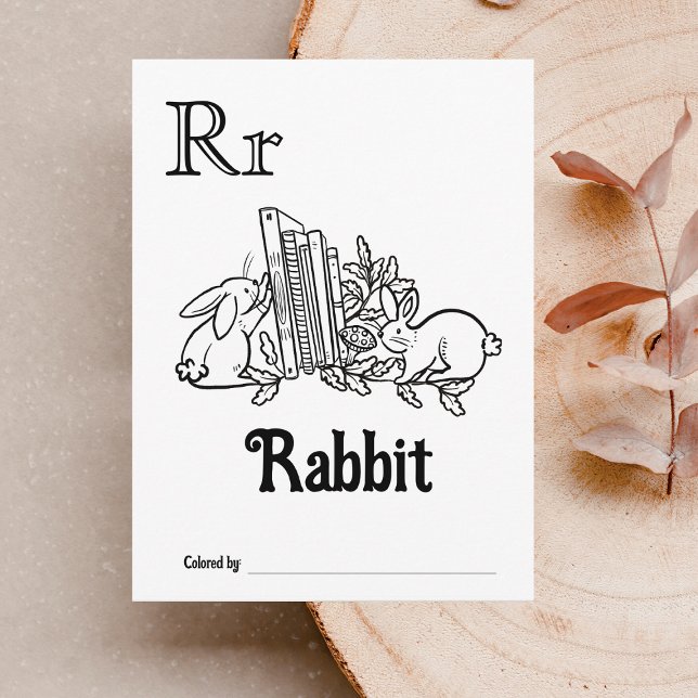 Woodland Animals ABC Colouring Baby Shower Activit Postcard (Letter R - Color Your Own Baby's First ABC's Keepsake Cards)