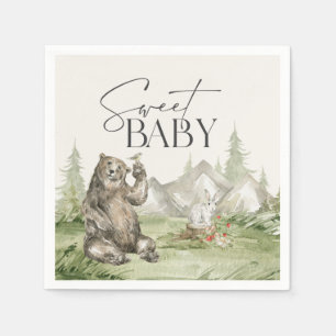 Woodland Animals  Adventure Awaits Baby Shower Napkin