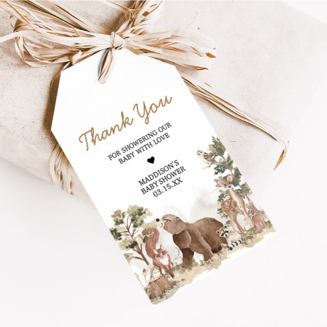 Woodland Animals Adventure Awaits Favour Tags (Adventure Awaits Woodland Animals Baby Shower Favor Tags)