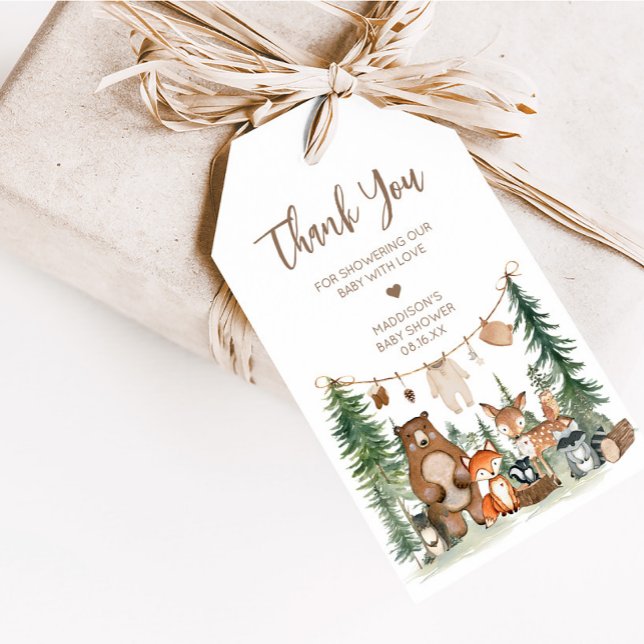 Woodland Animals Adventure Awaits Favour Tags (Woodland Animals Adventure Awaits Rustic Baby Shower Favor Tags)