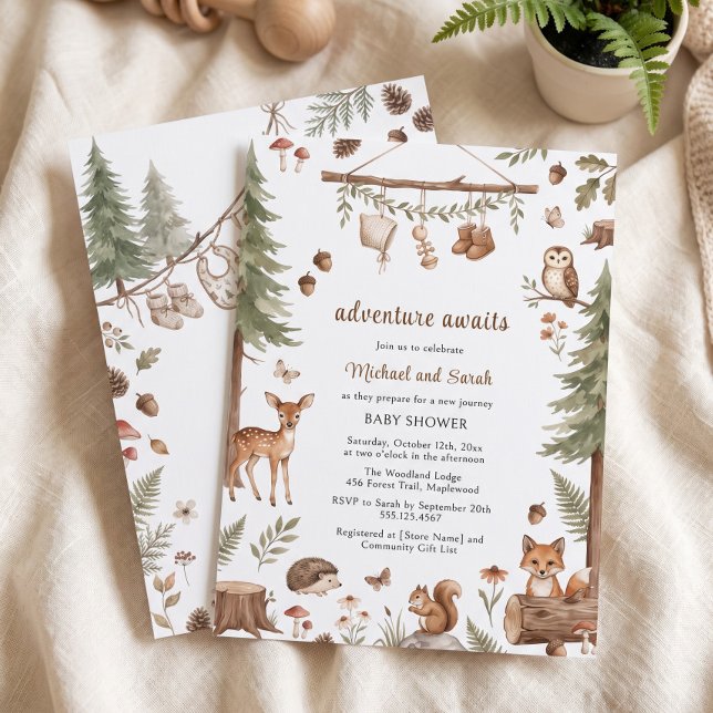 Woodland Animals Adventure Awaits Fox Log Invitation (Woodland Animals Adventure Awaits Fox Log Invitation)