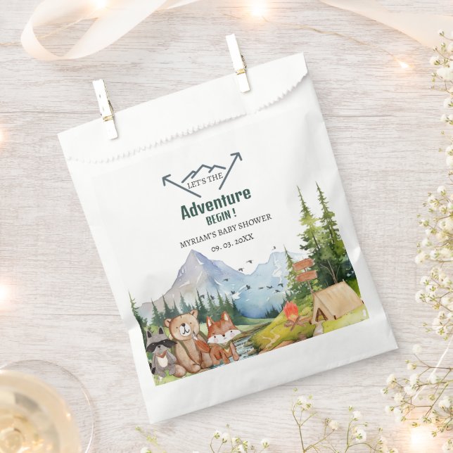 Woodland Animals Adventure Baby Shower Favour Bags (Clipped)
