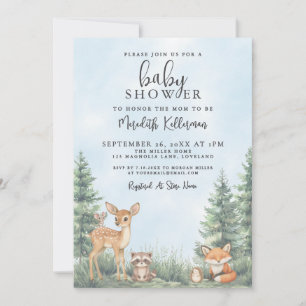 Woodland Animals Adventure Baby Shower Invitation