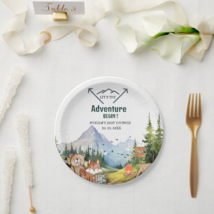 Woodland Animals Adventure Baby Shower Paper Plate