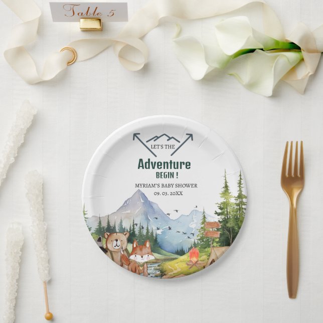 Woodland Animals Adventure Baby Shower Paper Plate (Wedding)