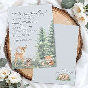 Woodland Animals Adventure Begins Baby Shower Invitation