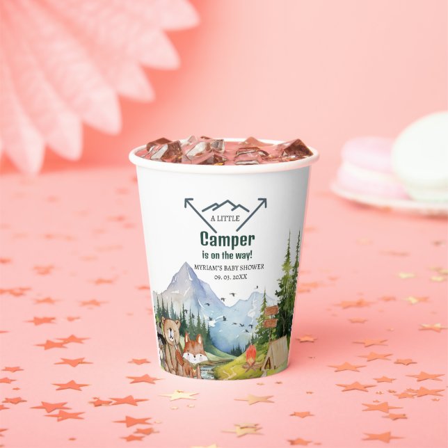 Woodland Animals Adventure Camper Baby Shower Paper Cups (Insitu)