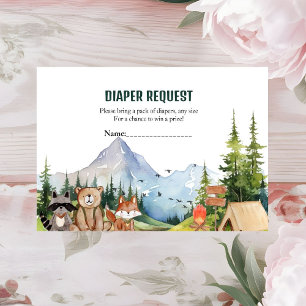 Woodland Animals Adventure  diaper raffle request Enclosure Card