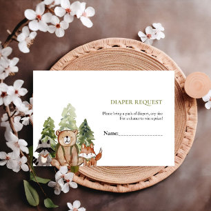 Woodland Animals Adventure diaper raffle request Enclosure Card