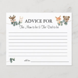 Woodland animals Advice for Mom & Dad card shower
