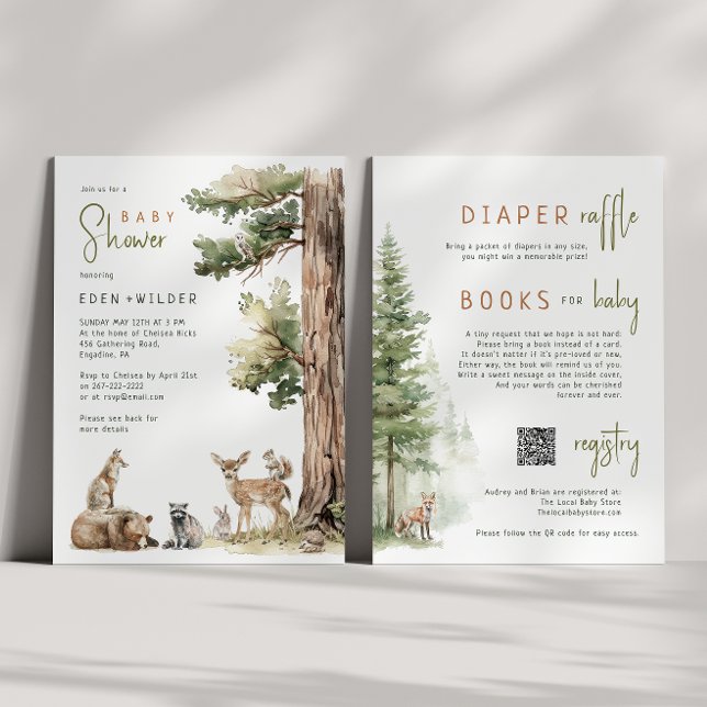 Woodland Animals | All In One Couples Baby Shower Invitation (Creator Uploaded)