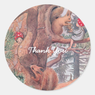 Woodland Animals and Children Elsa Beskow Classic Round Sticker