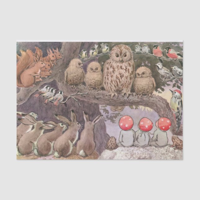Woodland Animals and Children Elsa Beskow Tissue Paper (Front)