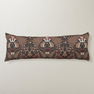 Woodland animals and plants in red and brown body cushion